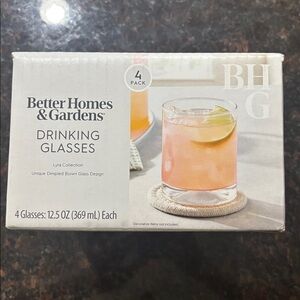 Better Homes & Gardens Lyra Collection Dimpled Blown Drinking Glasses Set of 4
